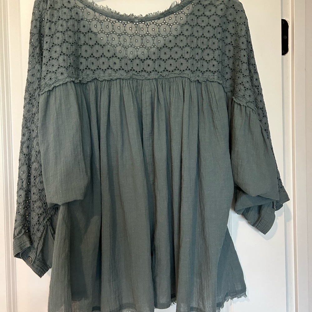 FP Movement by Free People Teal Button-Up Blouse - Picture 2 of 8